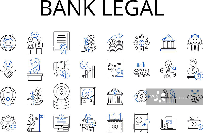 银行法律线性图标合集图片素材