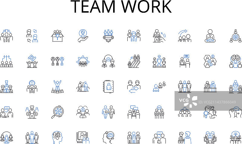 团队合作线性图标合集图片素材