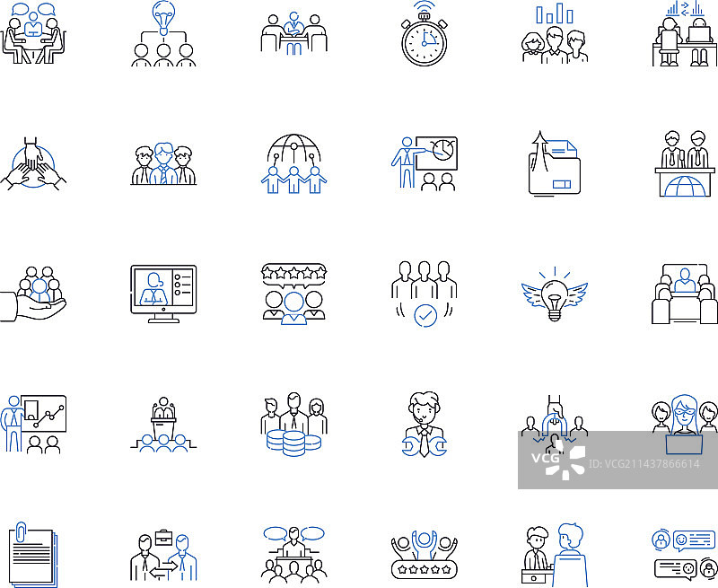 委员会会议议程线性图标合集图片素材