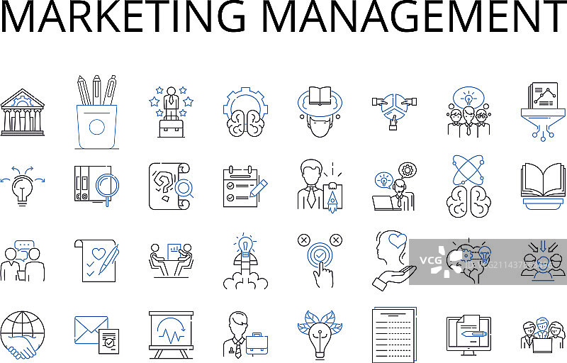 营销管理销售线性图标合集图片素材