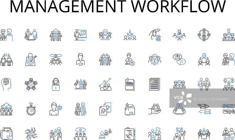 管理工作流程线性图标合集图片素材