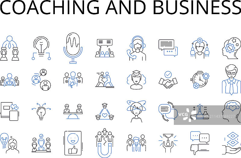 教练和商业线性图标集合图片素材