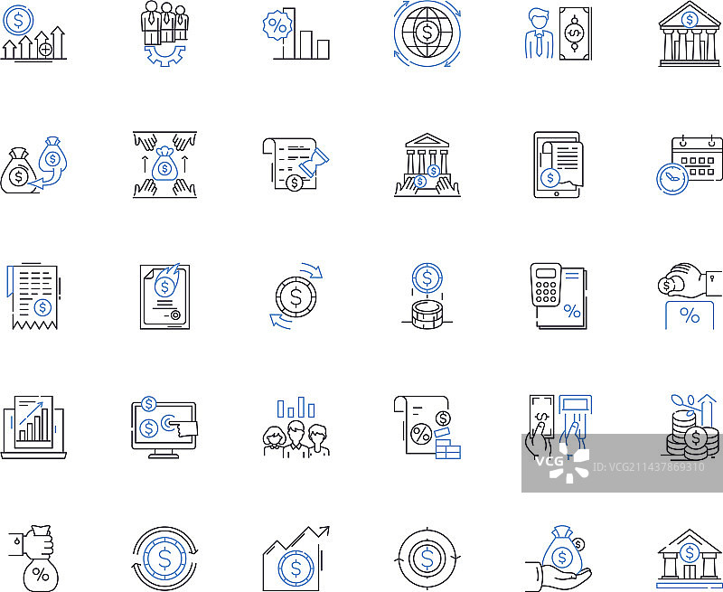 贷款线性图标集合利息信用图片素材