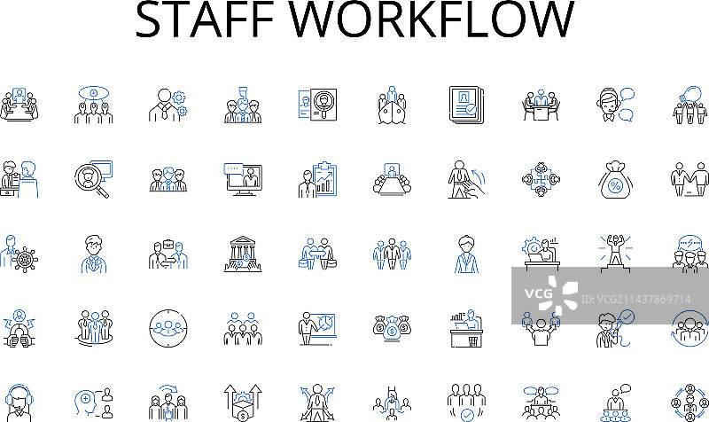 员工工作流程线性图标系列图片素材