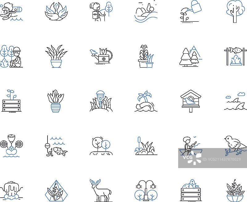 可持续性环境线性图标合集图片素材