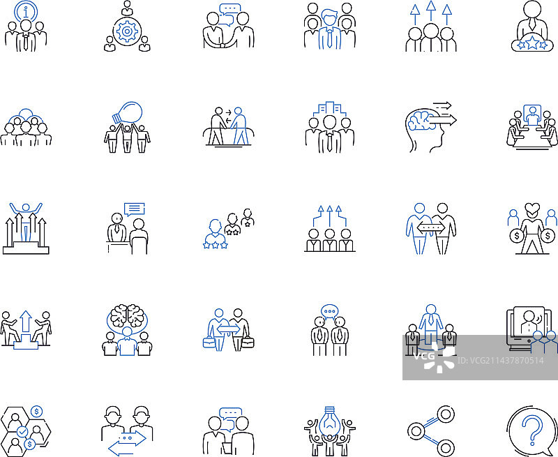 部落线条图标合集：连接与团结图片素材