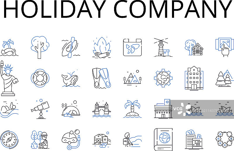 假日公司线性图标度假合集图片素材