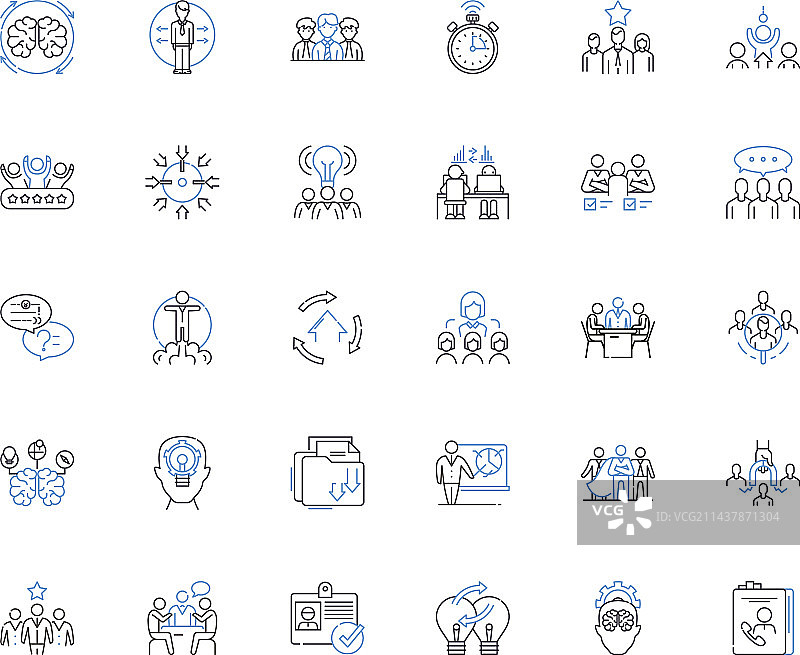 品牌营销研讨会线性图标合集图片素材