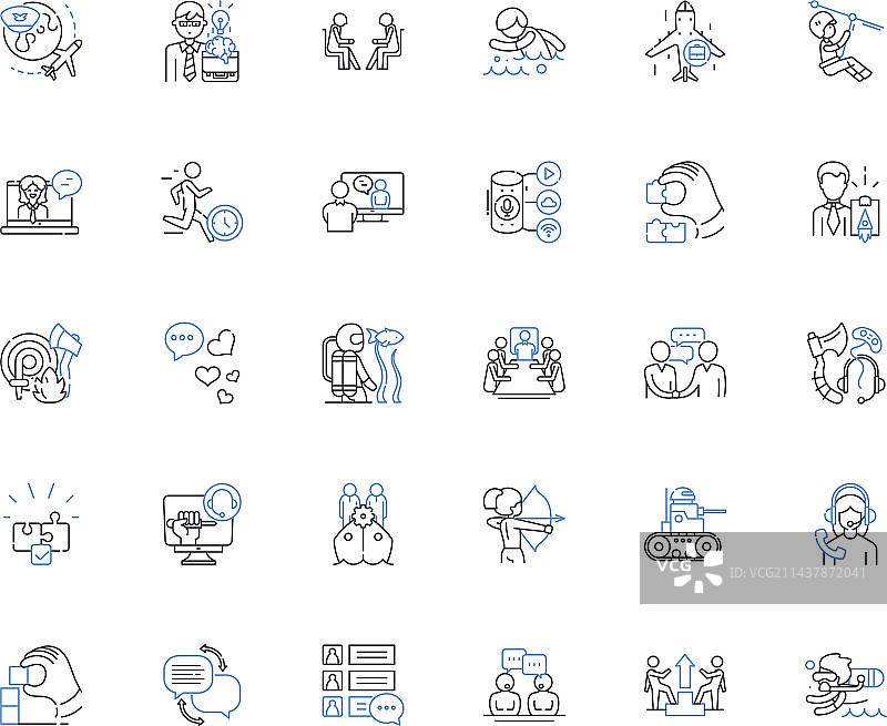 探索发现线性图标集合图片素材