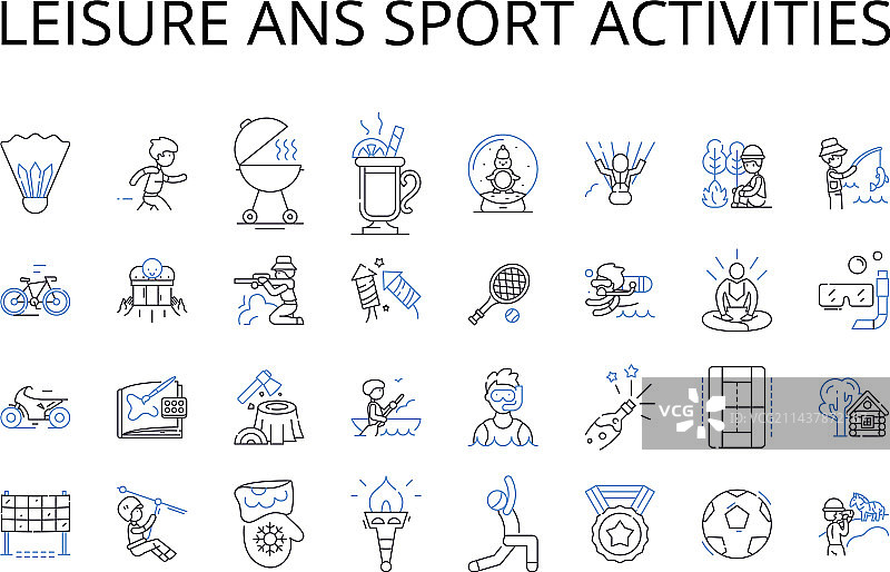 休闲运动项目线性图标合集图片素材