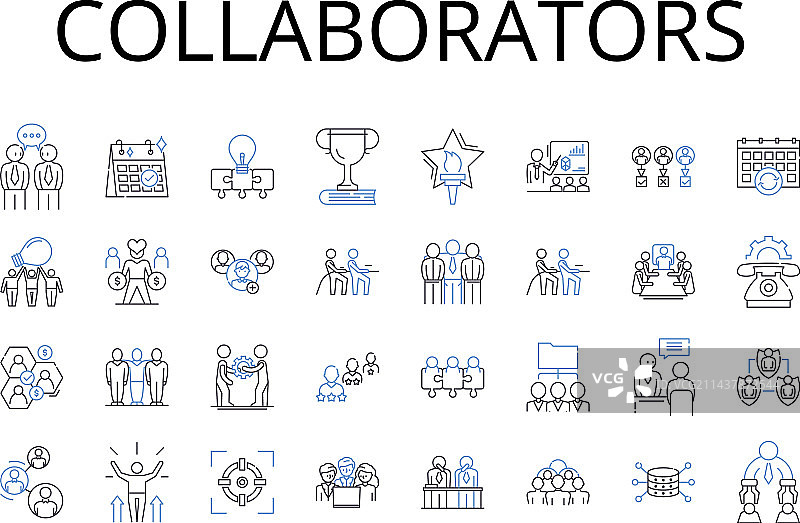 协作伙伴线条图标合集图片素材