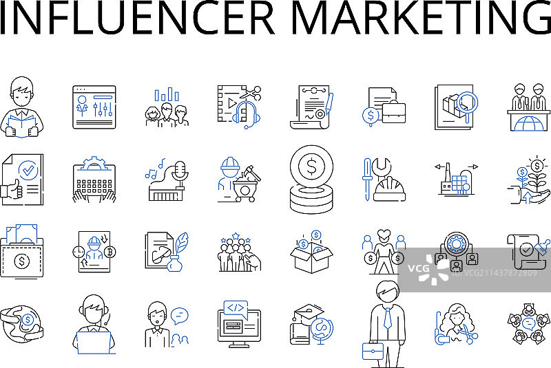 网红营销线性图标合集图片素材