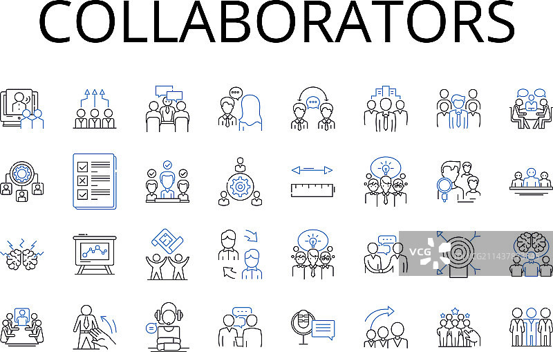 协作伙伴线条图标合集图片素材