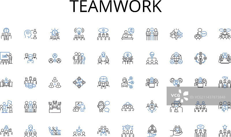 团队合作线性图标集合：信件与电子邮件图片素材