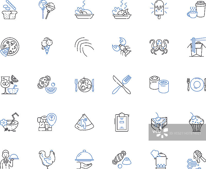 咀嚼零食线性图标合集图片素材