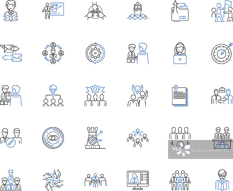 时间管理研讨会线性图标集图片素材