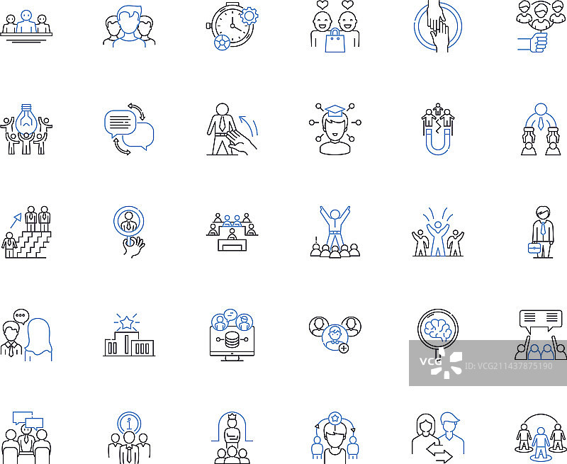 绩效辅导线性图标合集目标图片素材