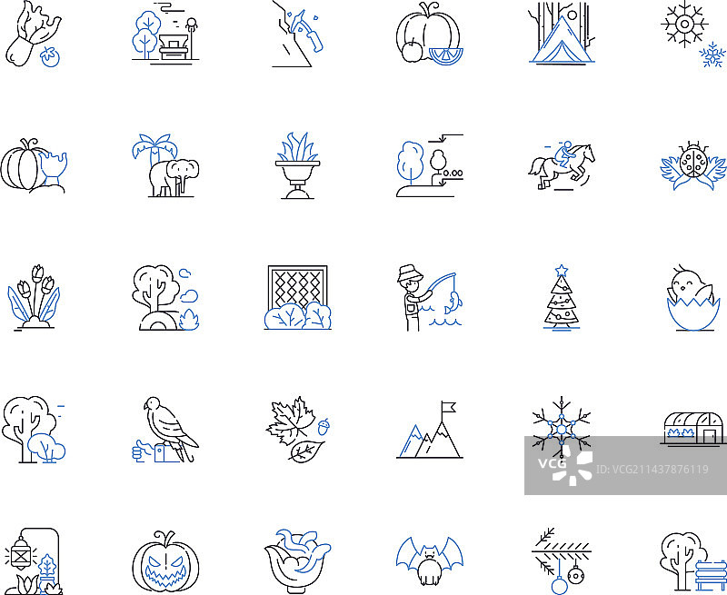 荒野探险线性图标合集图片素材