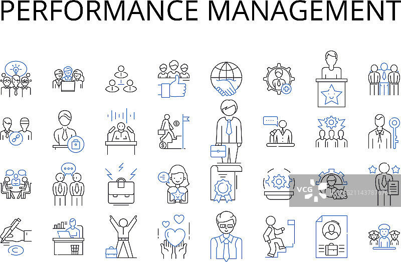 绩效管理线性图标合集图片素材