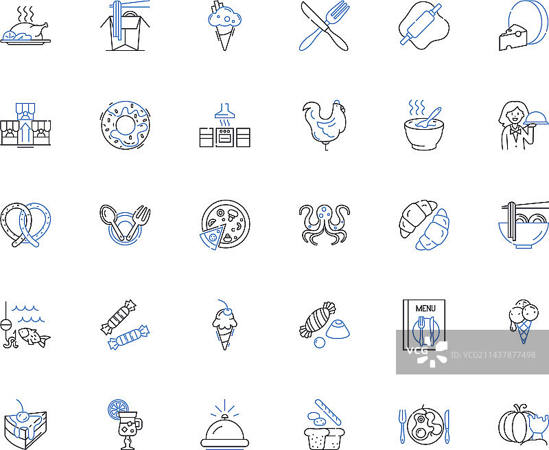 美味佳肴线性图标合集图片素材