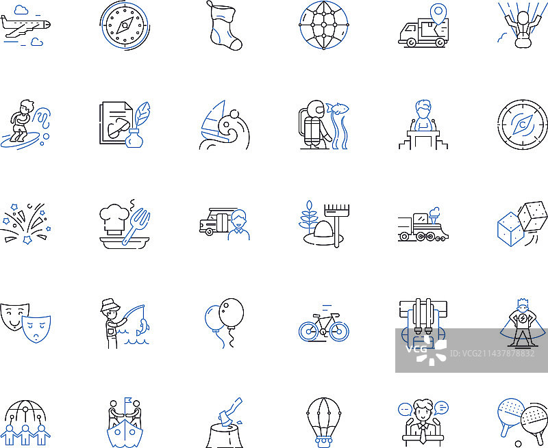 节日庆祝活动线性图标合集图片素材