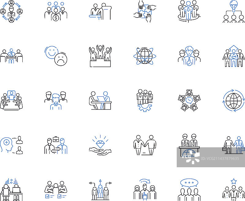 合作线条图标合集：伙伴关系图片素材
