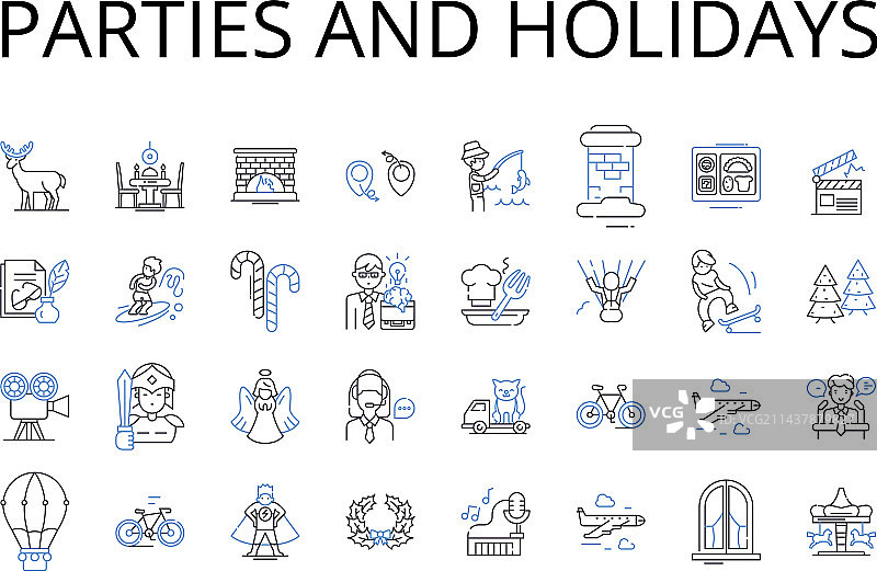 派对和节日线性图标合集图片素材