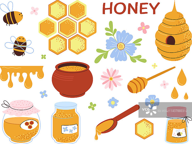 蜂蜜扁平元素养蜂业罐子图片素材