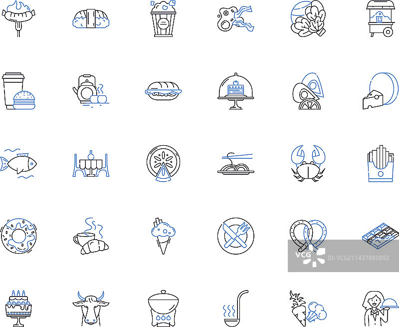 宴会美食线性图标合集图片素材