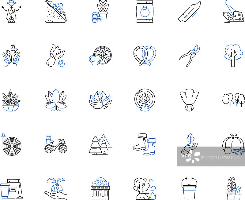 农业种植行业线性图标合集图片素材