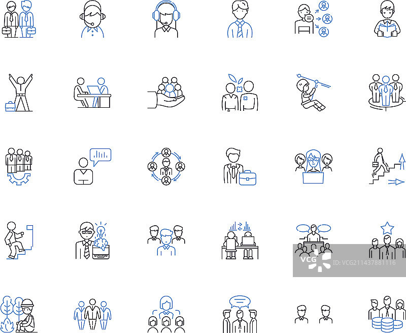 放松的人物线条图标合集图片素材