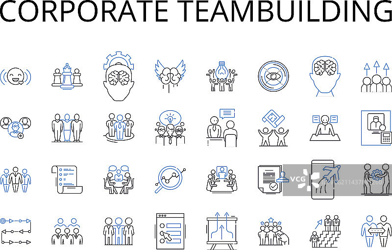 企业团队建设线性图标合集图片素材