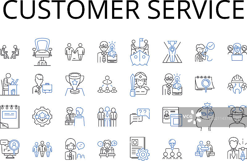客户服务线性图标集合图片素材