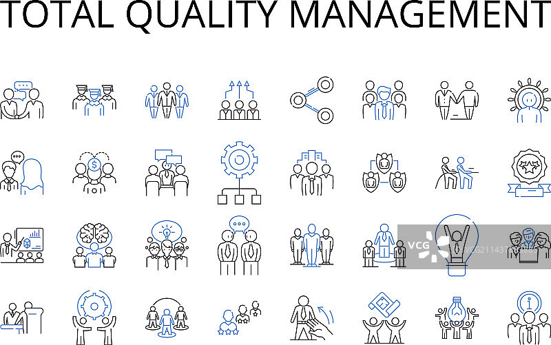 全面质量管理线性图标合集图片素材