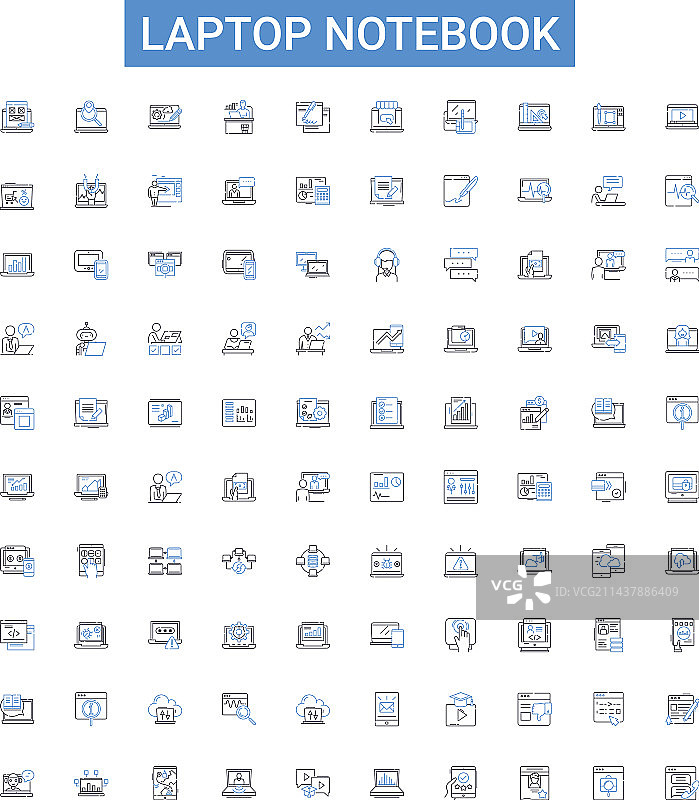 笔记本电脑轮廓图标集图片素材