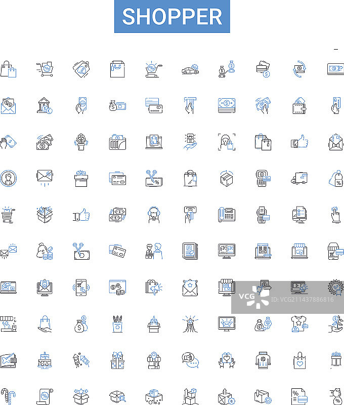 购物者轮廓图标合集图片素材