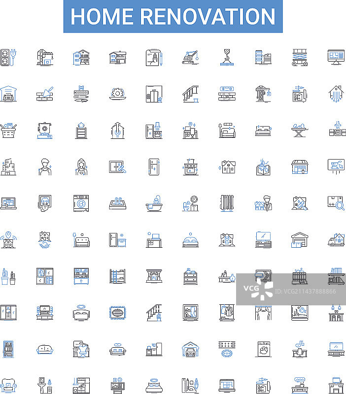 家居装修轮廓图标合集图片素材