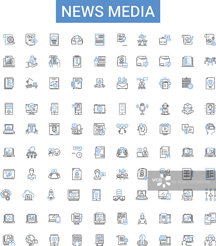 新闻媒体轮廓图标合集图片素材