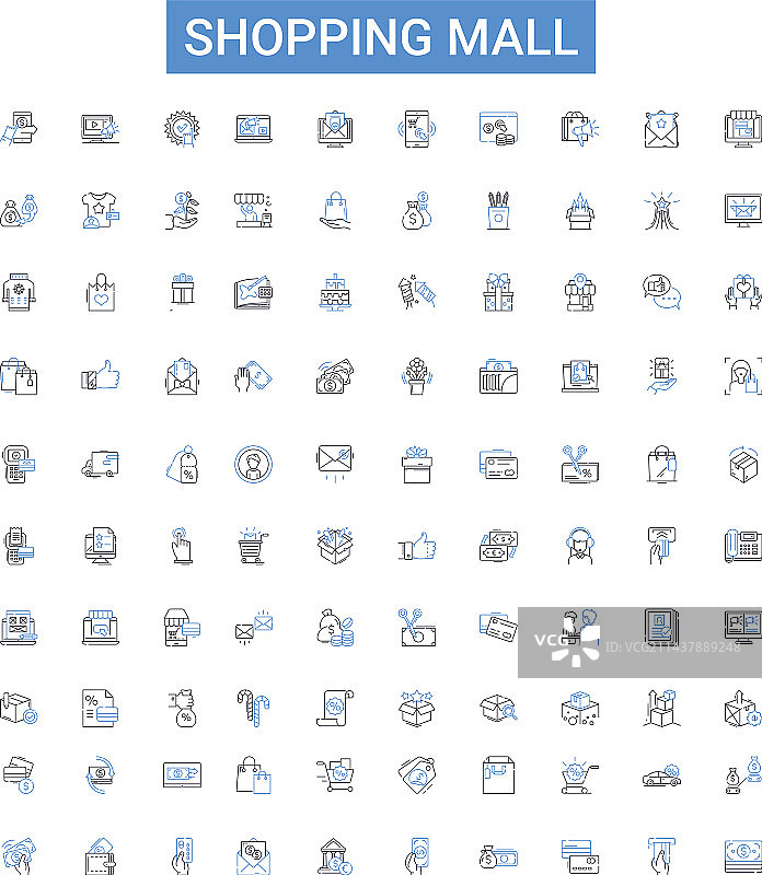 购物中心轮廓图标合集图片素材
