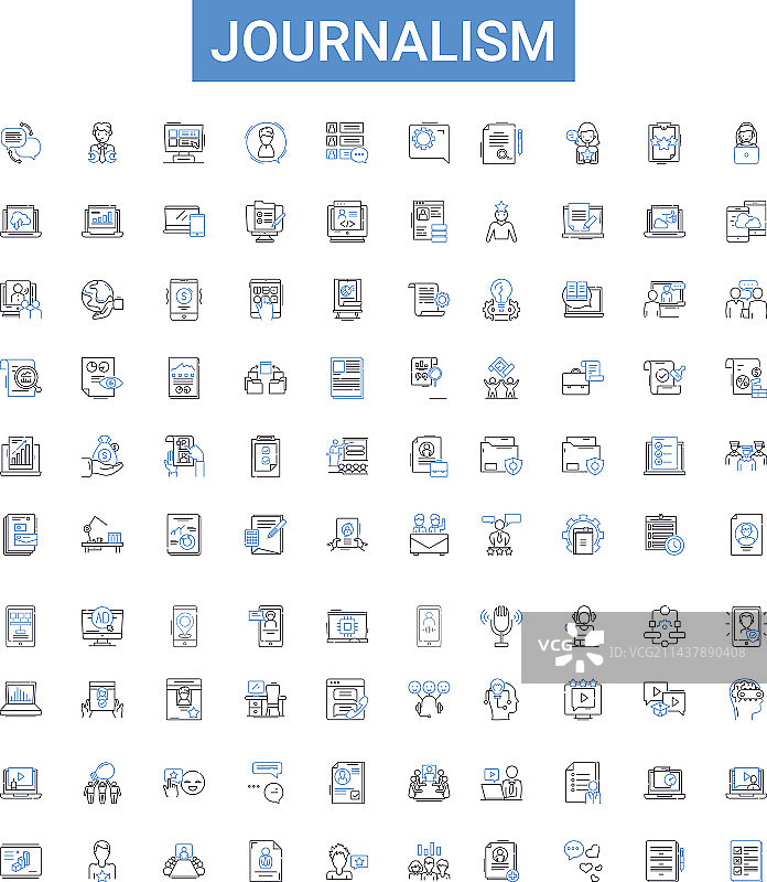 新闻报道线框图标合集图片素材