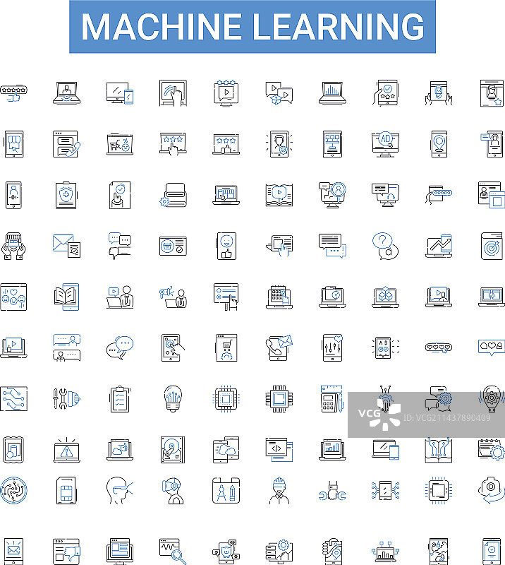 机器学习轮廓图标合集图片素材