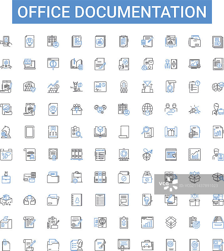 办公文档轮廓图标合集图片素材