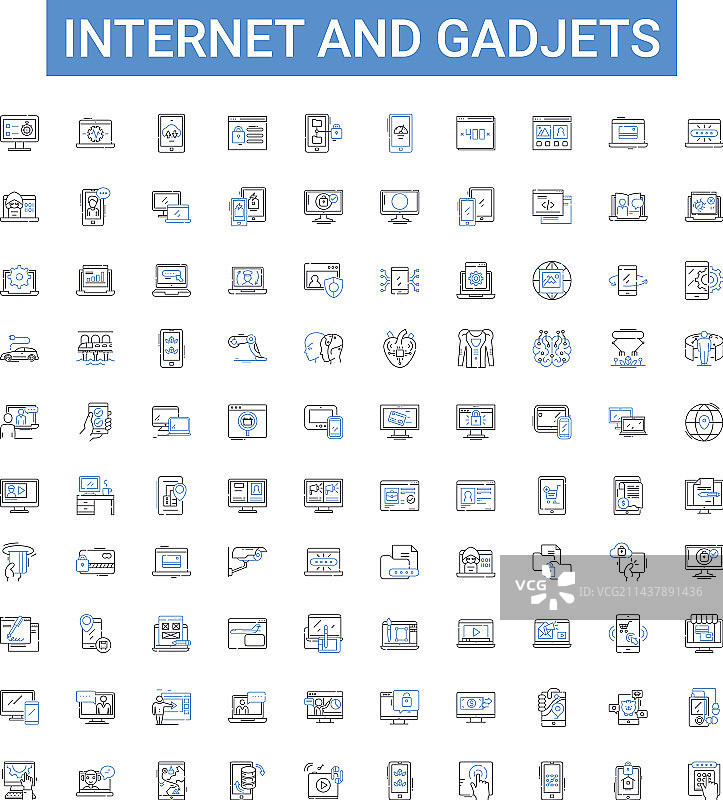 互联网与小工具线框图标合集图片素材