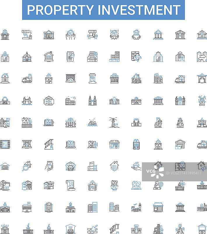 房产投资轮廓图标合集图片素材