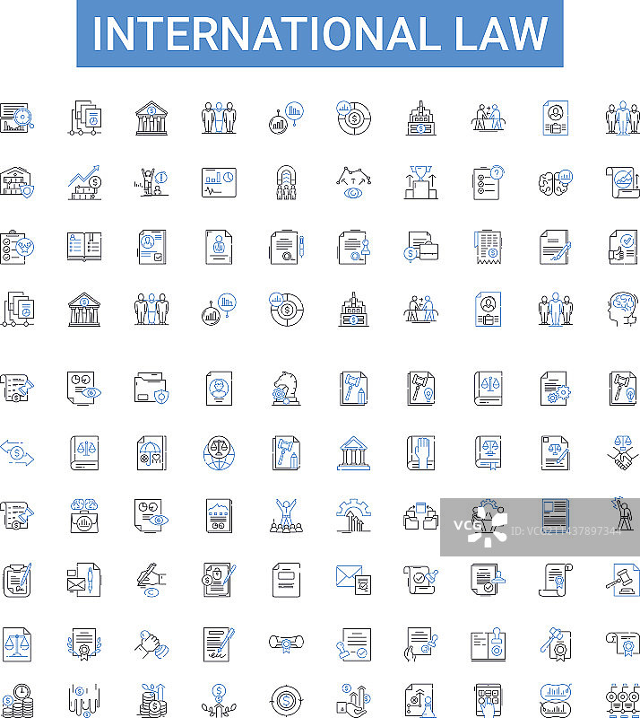 国际法轮廓图标合集图片素材