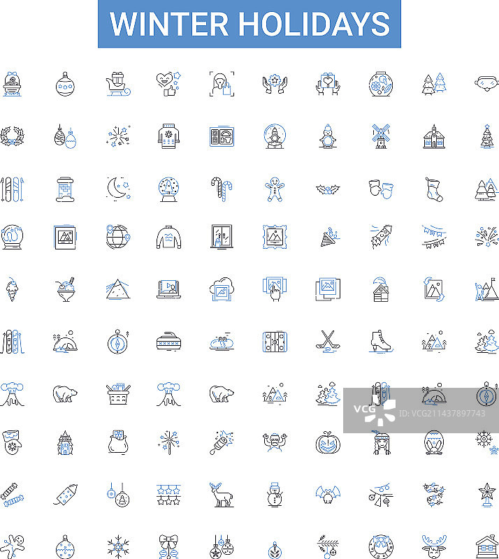 冬季节日轮廓图标合集图片素材