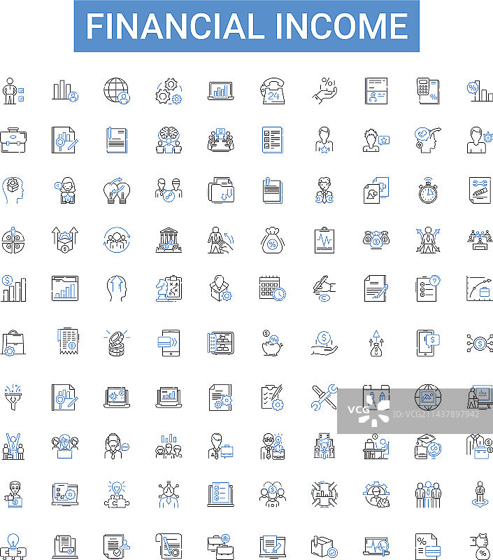 财务收入轮廓图标集合图片素材