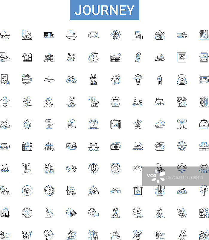 旅行线性图标合集：出行与航程图片素材