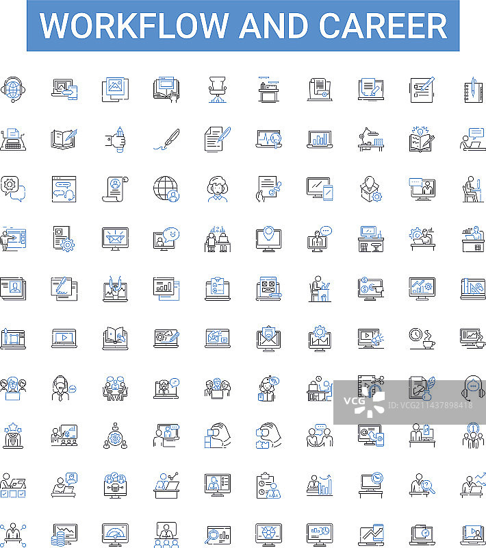 工作流程和职业概要轮廓图标集合图片素材