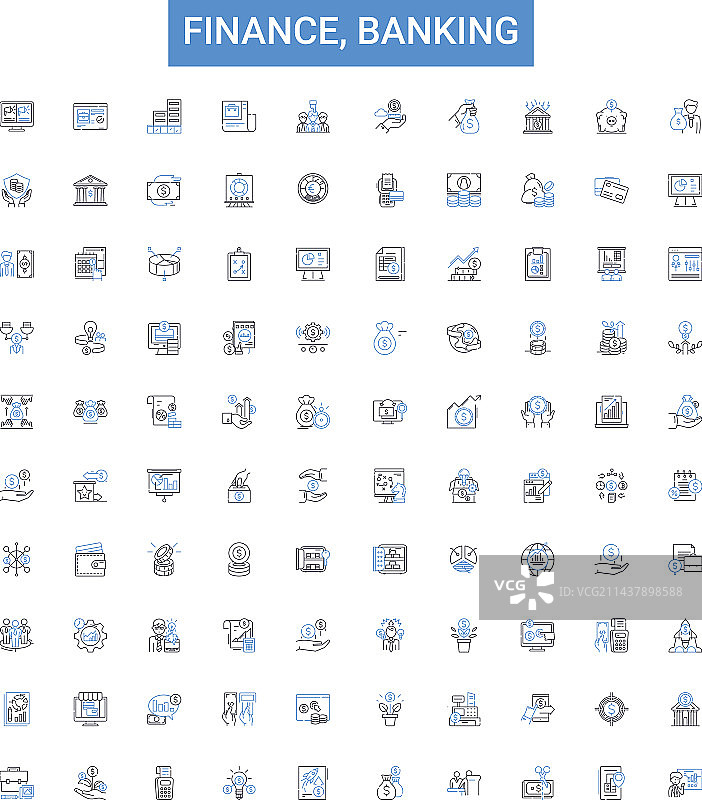 金融银行细线图标合集图片素材